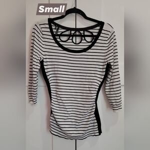 Black and White Striped Women's Top
